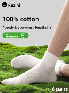 JIAZINI | Summer Lightweight Cotton Socks Breathable Mesh Absorbent Anti-Odor Mid-Calf Socks