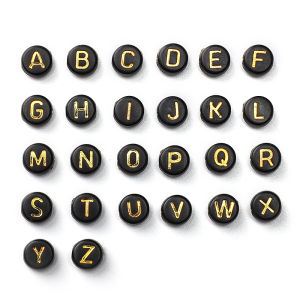 50pcs 4x7mm Black Acrylic Letter Beads Flat Alphabet Loose Beads For Handmade Bracelet Necklace Earring Keychain DIY Jewelry Making Accessories