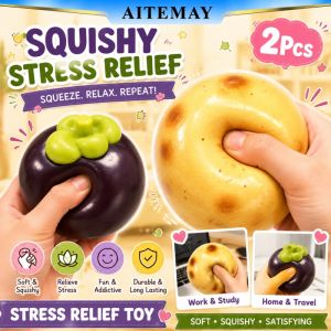 Aitemay 2pcs Crunchy Potato Squishy Stress Ball ASMR Fidget Toy Handmade Round Bead Squeeze Sensory Relief Toy For Adults