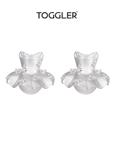 TOGGLER | Mini Satin-feel Puff-styled Floral Pearl-studded Dress