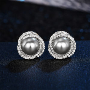 Huitan Temperament Elegant Simulated Pearl Earrings for Women Silver Color Exquisite Earrings Gift Daily Wear Statement Jewelry
