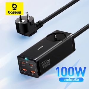 BASEUS 100W GaN3 Pro Desktop Charger Power Strip สถานีชาร์จ Fast Charger สําหรับ iPhone 15 14 13 PRO MAX Xiaomi Samsung แล็ปท็อป