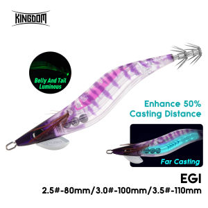 Kingdom Far Casting Egi 2.5# 10g 3.0# 15.5g 3.5# 19.5g Artifical Jigging Squid Bait Luminous Wooden Shrimp Octopus Fishing Baits