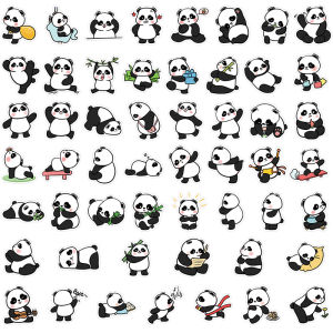 สติ๊กเกอร์หน้ารูปแพนด้า 100 แผ่น เครื่องเขียนสำหรับเด็ก กระดาษทรายตกแต่ง บรรจุภัณฑ์พื้นฐาน สินค้าธุรกิจวัสดุอุปกรณ์การศึกษา