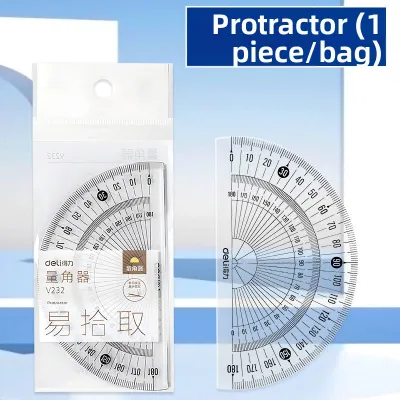 deli | Clear Triangular Ruler and Protractor Set