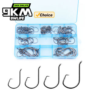 9KM Fishing Circle Hook Kit 90-210pcs Fishing Hooks Saltwater Surf Fishing Catfish Octopus Bass Offset Hook