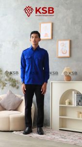 Baju Kemeja PDL PDH Pakaian Kerja Dinas Lapangan Outdoor Pria Wanita Lengan Panjang Bisa Custom Bordir Satuan Bahan American Drill Warna Biru - Konveksi Seragam Bekasi