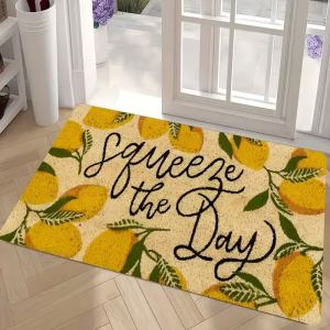 VIKAMA Summer Lemon Flower Welcome Rug Anti Slip Washable Doormat Indoor Outdoor Kitchen Bedroom Farmhouse Home Decor