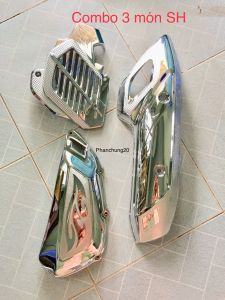 SH 2012 2013 2014 2015 2016 COMBO ỐP PHỤ KIỆN TRANG TRÍ DÙNG CHO ĐỜI XE SH CROM (4 MÓN : CHE PÔBẦU E.KÉT NƯỚCTAY DẮT)