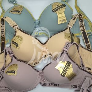 ISWA 1PC Bh Wanita Sports Roumei Bra Busa Cup Besar Tanpa Kawat Kait 3  Nilon Size 363840424446