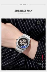 SKMEI 9296 Luxury Business Quartz Mens Watch Steel Calendar Date Waterproof Men Wristwatches Sport Male Clock