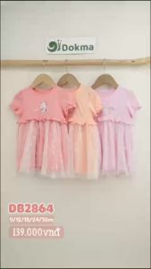 Váy bé gái/  Đầm bé gái công chúa cộc tay cánh tiên bamboo Dokma (6-36m) (JB025 - DB2176 - DB2864)