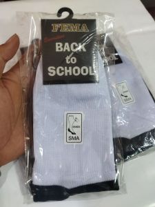 1PASANG kaos kaki SMA motif putih polos telapak hitam