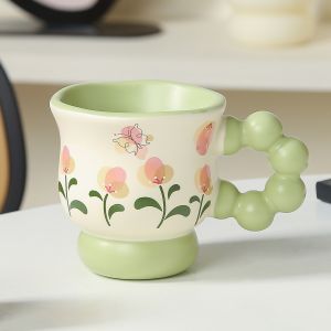 Cốc Cà Phê Hoa Bằng Gốm Sứ Cốc Nước Hoa Cốc Cà Phê Sáng Cốc Quà Tặng Sinh Nhật Cho Nữ Cốc Đựng Nước Cốc Đựng Cà Phê