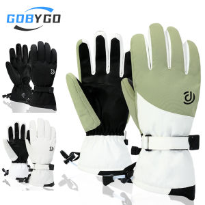 GOBYGO 1Pair Ski Gloves Double-layer Thickening Warm And Waterproof Wear-resistant Outdoor Activities In Winter Cycling Gloves