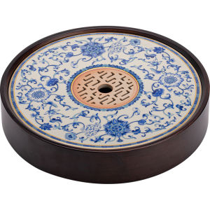 XIYUANJI | Round Ceramic Tea Tray for Water Storage and Draining Small