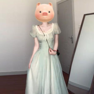 CHANGTONG | French Elegant Unique Bubble Sleeve Princess Dress Fairy Tale Escapee A-Line Long Dress Spring Summer Seasonal Long Sleeve