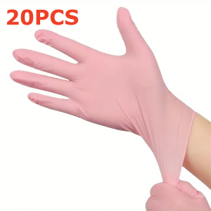 3.5Mil Pink Nitrile Gloves Non-Sterile Disposable Safety Gloves for Women Cleaning Tattoo Nail Salon Hair Dye Protective Gloves