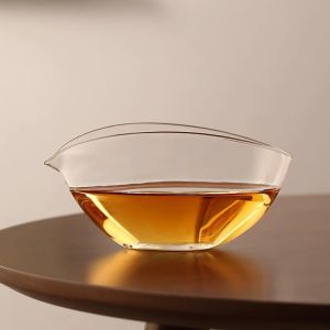 Thickened Japanese Style Boat Shaped Public Cup Transparent Heat Resistant Glass Tea Ceremony Accessory Modern Simple Handmade