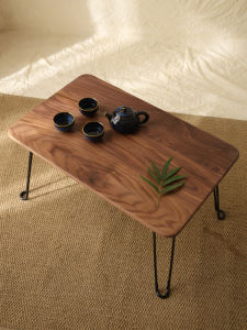 Black Walnut Bay Window Table Accessible Luxury Tatami Foldable Low Table Japanese Style Small Coffee Table Solid Wood Low Table Small Tea Table