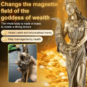 Greek Wealth Goddess Statue Vintage Golden Lucky Blessing Decoration Wealth Ornaments Home Office Decoration