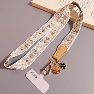 Retro Woven Long Wide Version Mobile Phone Strap Neck Chain Outdoor Camera Anti-Loss Women New Product Nylon Material