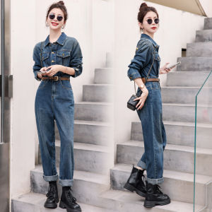 Fashionable Slim Fit Denim Overalls Womens Spring Autumn New Style Elegantly Waist Cinching Workwear Overall Pants