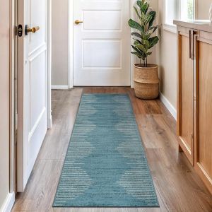 VIKAMA Modern Nordic-Style Runner Rug Non-Slip Entrance Hallway Mat Easy-Care Bedroom & Balcony Rug Home Decor
