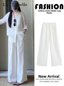 La Chapelle | Summer Light Sun-Protective Linen Trousers High-Waist Relaxed Fit Wide Leg