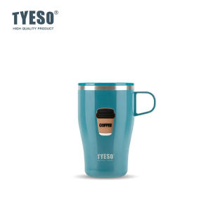 TYESO | Tyeso 400ml Coffee Mug with Handle 304 Stainless Steel Insulated Thermal Travel for Hot Cold Drinks with Coffee Sticker Outdoor