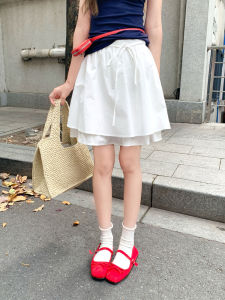 Elegant White A-Line Mini Skirt Womens Design Slimming Illusion Pencil Skirt High Waist Cotton Commute Casual Date Skirt