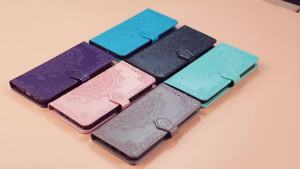 LS | Embossing Leather Flip Case For Samsung Galaxy S26 S25 S24 S23 S22 S21 Note20 Ultra + Plus FE Card Wallet Phone Bag Wrist Strap