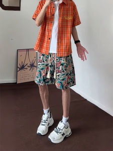 Quần Short Nam Mùa Hè Hawaii Họa Tiết Hoa Phong Cách Mỹ Thể Thao Cạp Vừa Quần Đi Biển Quần Dài Năm Điểm