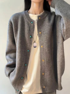 ZHUOCAN | Turquoise Horse Embroidery Knit Cardigan