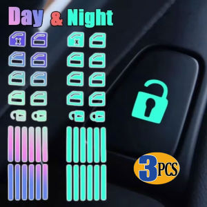 3 Bộ nút công tắc miếng dán phát sáng cửa sổ xe hơi bảng điều khiển cửa huỳnh quang hướng dẫn dấu hiệu Miếng dán kính phụ kiện nội thất xe ô tô