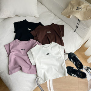 Korean Style Girls Short Sleeve T-Shirt Letter Vest Sweet Cute Childrens Summer New Arrival Cotton Polyester Blend Soft Hand Feel