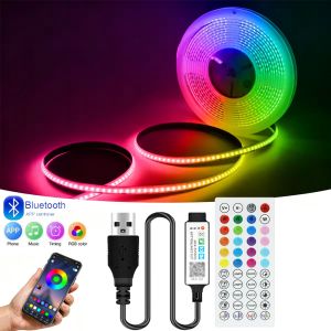 5V USB RGB COB LED Strip Bluetooth Control with 44 Key Remote Control 1-5M Kit for Room LED PC TV Backlight Neon LED Lighting
