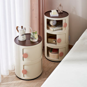 Minimalist Modern round Bedside Table Small Ins Style Childrens Bedroom Storage Rack Mini Narrow Cabinet Simple Design Nightstand
