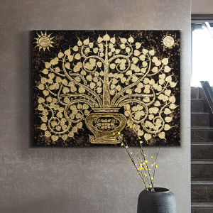 YILI | Decorative Gold Leaf Painting for Living Room and Bedroom Buddhist Bodhi Tree