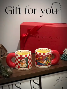 Christmas Party Mug Gift Box Ceramic Cup Couple Cup Gift for Best Friends and Companions