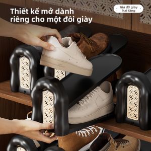 YOULE | Vintage Rattan Dual-level Folding Shoe Organizer