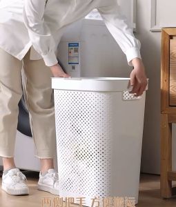 Clothes Storage Basket Plastic Laundry Basket with Lid Toilet Large Capacity Dirty Clothes Storage Basket Bathroom Laund