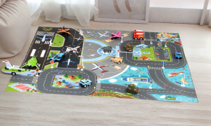 Children Airport Playmat 70 x 80 cm for Travel with Road Traffic Sign