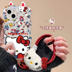 Cute Cartoon KT Cat Phone Case for 16Promax Huawei Mate60Pro New Pura70 Lovely OPPO Reno13 Dual Stand Vivos20 Internet Celebrity Xiaomi 15 Womens Honor