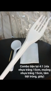 100 bộ combo 4 trong 1 (muỗng nĩa nhựa tăm khăn giấy) tiện lợi sạch sẽ an toàn vệ sinh thực phẩm