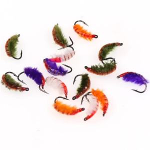 8pcs 10# Fast Sinking Czech Nymphs Scud Bug Worm Flies Barbed Shrimp Fly Hook For Trout Bass Bluegill Fishing Lures Baits