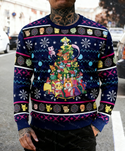 2026 Pokemon Ugly Sweatshirt Pikachu Christmas Fashion Round Neck Sweatshirt Xmas Sweatshirt Christmas Gift for Men Women Kids