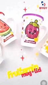 ESA Gelas MUG LID Fruitamin Set 4Pcs Free Tutup Gelas Plastik Set Souvenir Fruit