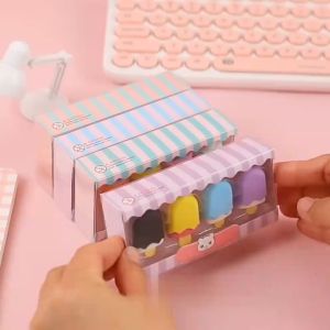FR-A53 Penghapus Pensil Set 4IN1 Motif Lolipop / Alat Tulis Penghapus Lucu Isi 4pcs Karakter Donat Eraser Ice Cream Import