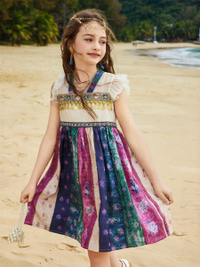 ASK JUNIOR | Fashion Flying Sleeve Light and Breathable Ethnic Style Childrens Dress